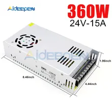 DC 24V 15A 360 W zasilacz 24V 15A 360 watów konwerter napięcia regulowany przełącz zasilanie dla LED