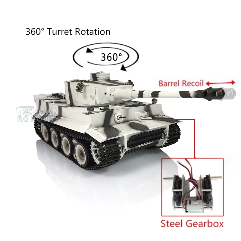 Heng Long 1/16 Scale TK7.0 пластиковый Tiger I RC Tank 3818 стальная коробка передач отдача ствола