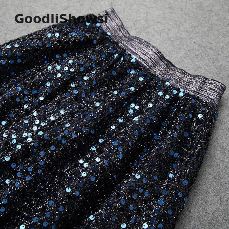 GoodliShowsi, сексуальные женские вечерние комплекты из 2 предметов, женские костюмы с открытыми плечами, свитер из люрекса, Топы+ юбка миди с блестками