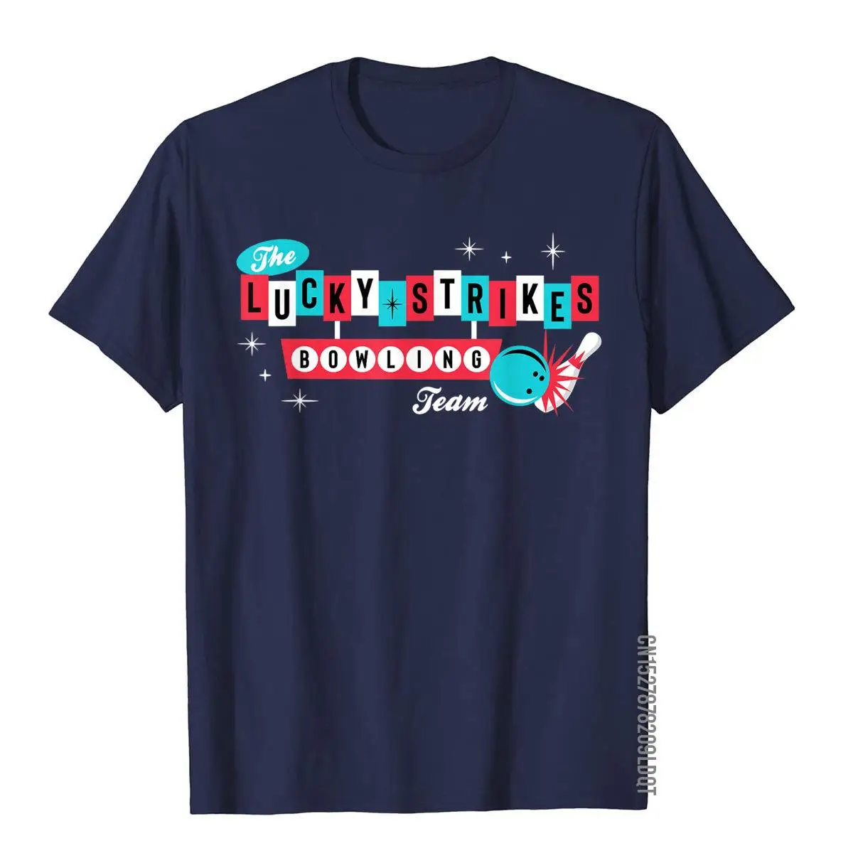 Lucky Strikes Bowling Team - Retro Men Women or Kids T-Shirt__B10554navy