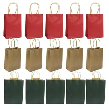 

15pcs Paper Bags Durable Decorative Kraft Paper Practical Christmas Gift Tote Holder Containers Shoping Bag for Home Store