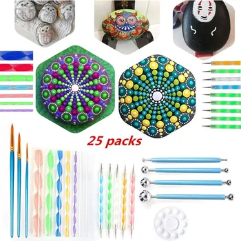 

25pcs Mandala Dotting Tools for Painting Rocks Mandala Painting Dotting Stencil Dot Mandala Kit