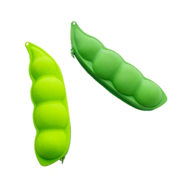 

2 Pcs Fashion Silicone School Pencil Case Pen Pouch For Girl Kids Gift Stationery Vegetable Shaped Storage Bag Novelty Pea