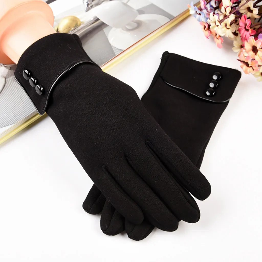 Женские зимние перчатки новые плюшевые утолщенные манжеты мягкая подкладка Кнопка перчатка с отделкой модные повседневные теплые спортивные Guante DH
