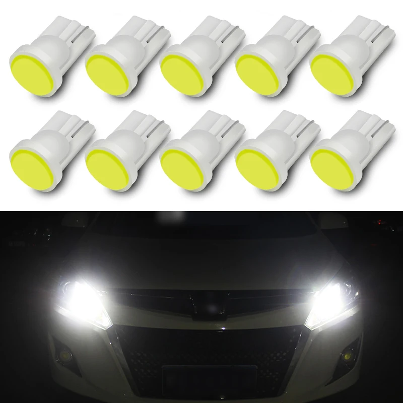 20 штук T10 194 W5W светодиодная для парковки машины свет 501 WY5W 1 COB светодиодный клиновидный для салона Купол Лампа Авто поворот стороны лампочки номерного знака 12V
