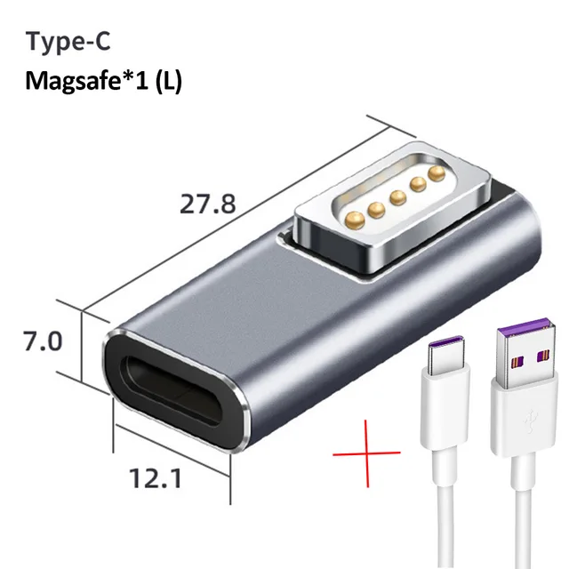 High Quality Magnetic USB C Adapter Type C to Magsaf* 2 /DC5521 to magsaf1 Connector PD Quick Charge Adapter For MacBook Air/Pro magsaf1 cable L Plug