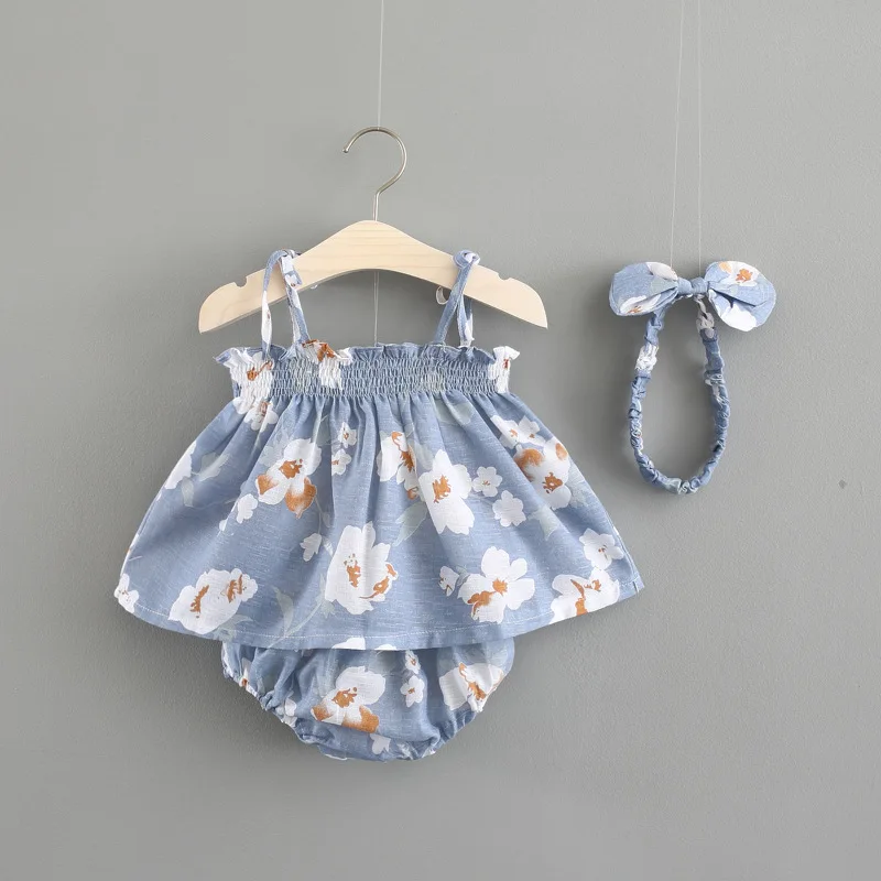 Newborn Baby Girls Clothes Sleeveless Dress+Briefs 2PCS Outfits Set Striped Printed Cute Clothing Sets Summer Baby Sunsuit 0-24M baby girl cotton clothing set