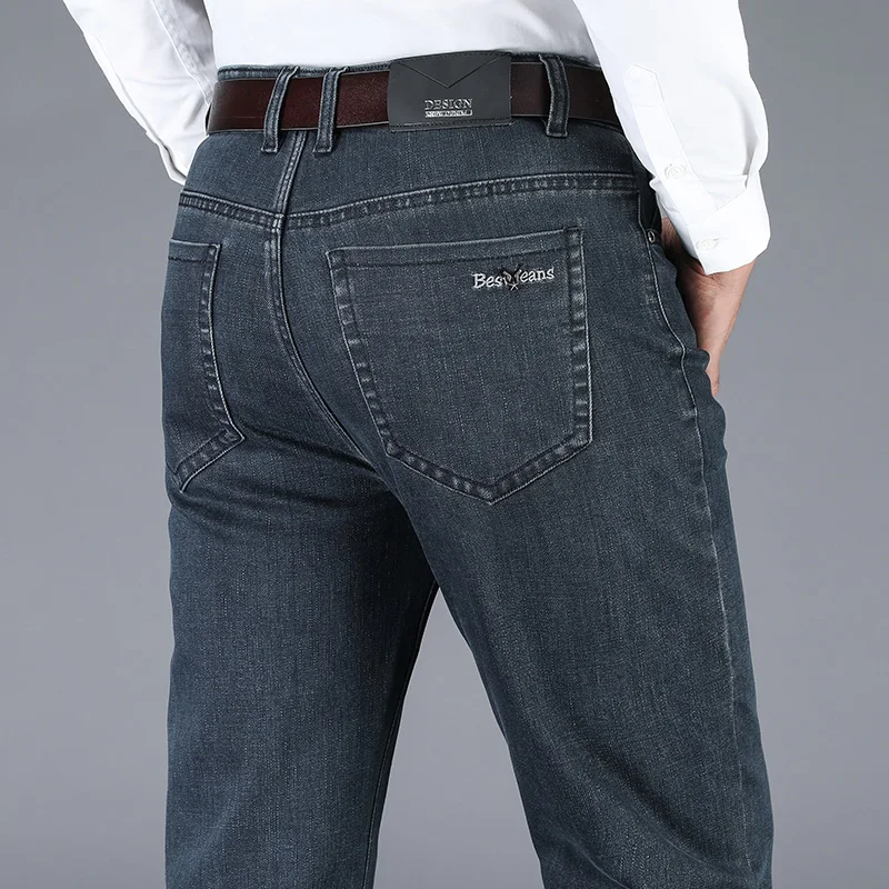 2019 New Autumn Winter Men's Stretch Jeans Business Casual Classic Style Trousers Black Gray Straight Denim Pants Male Brand 2019 New Autumn Winter Men's Stretch Jeans Business Casual Classic Style Trousers Black Gray Straight Denim Pants Male Brand