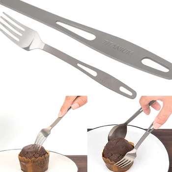 

Lightweight Spoon Fork Knife Set Pure Titanium Outdoor Tableware For Camping Picnic Travelling Flatware Multifunctional Clip