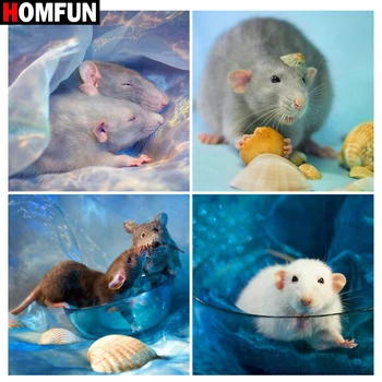 

HOMFUN Diamond painting "Animal hamster mouse" Full Square/Round Drill Wall Decor Inlaid Resin Embroidery Craft Cross stitch