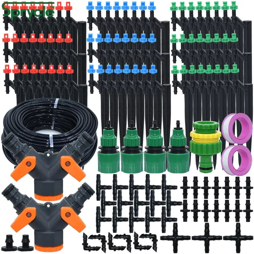 

SPRYCLE 25M Garden Micro Drip Irrigation Kits Misting Watering System Automatic Adjustable Dripper Atomizer for 4/7mm 1/4'' Hose