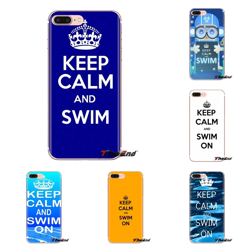 Transparent Soft Shell Cover Keep Calm And Swim On For LG Spirit Motorola Moto X4 E4 E5 G5 G5S G6 Z Z2 Z3 G2 G3 C Play Plus Mini |