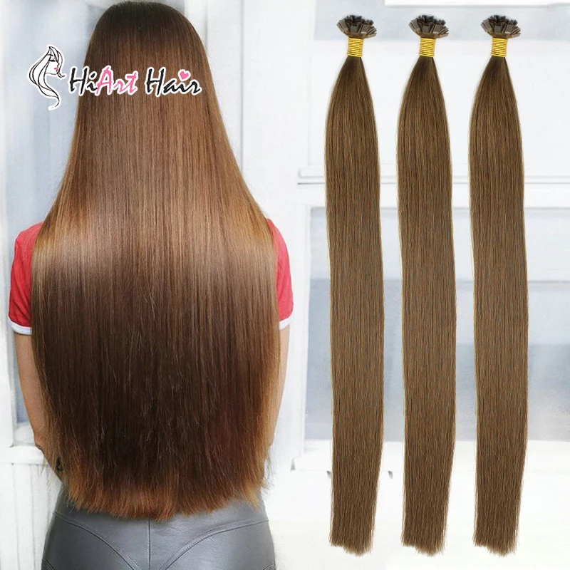 

HiArt 1g/pc Flat Tip Hair Extension In Human Remy Hair Extensions Double Drawn Fusion Hair Straight Extensions 18"20"22"