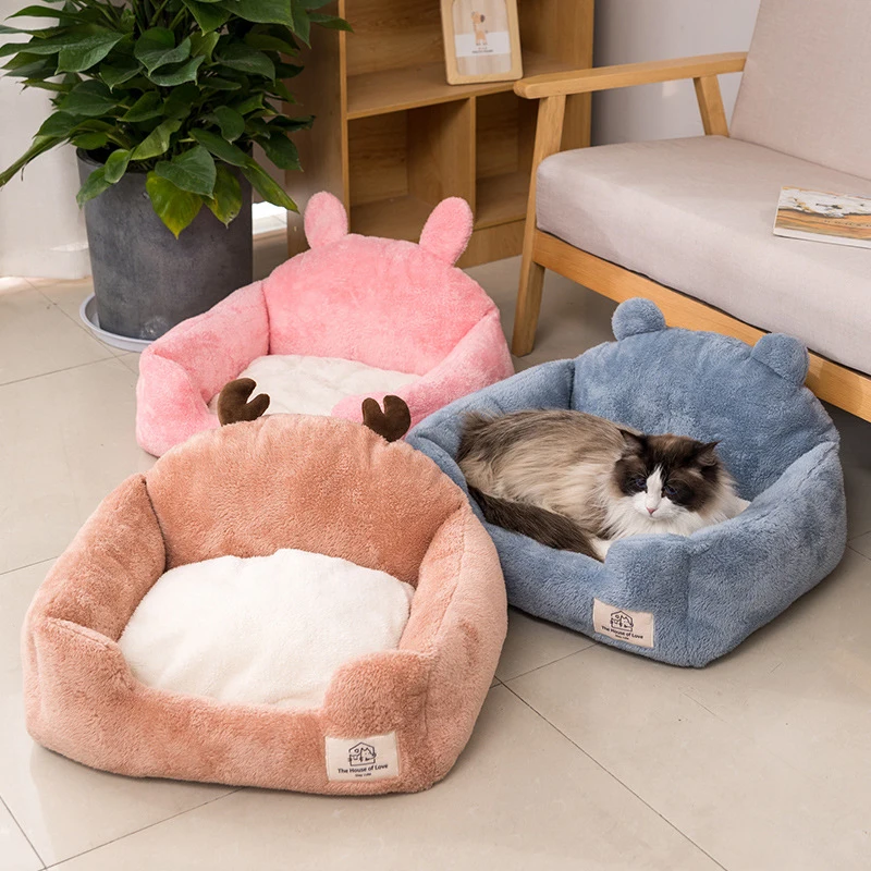Arctic Velvet Cat Bed Mat Removable Animal Shape Cage Nest Super Soft