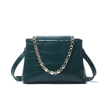 

Elegant Embossed Alligator Crocodile Leather Bucket Bag Female Totes Handbag Women Classic Vintage Retro Green Shoulder Bag