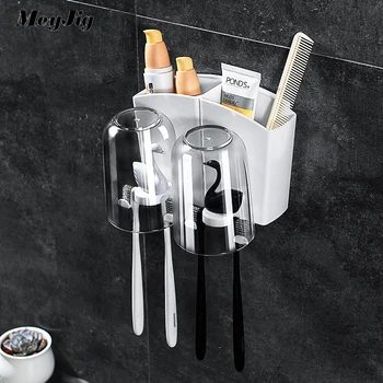 

1Set Cartoon Toothbrush Holder Punch Free Easy Installation Toothbrush Case Large Load Durable Home Bathroom Storage Accessories