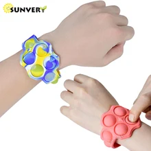 

Portable Stress Bracelet Dimple Press Fidget Bubbles Adult Anti Stress Wristband Kids Decompression Special Needs Toys