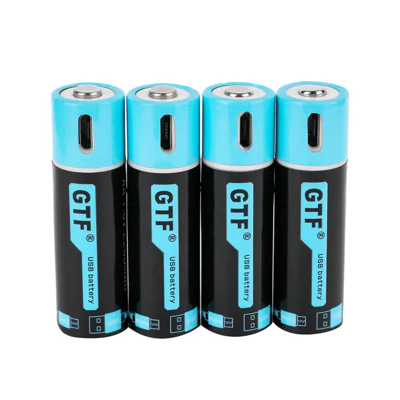 4pcs GTF емкость 1,5 V 1500mAh AA литий-ионная батарея 2550mwh литий-полимерный с USB перезаряжаемой литиевой usb батареей+ usb-кабелем - Цвет: 4pcs