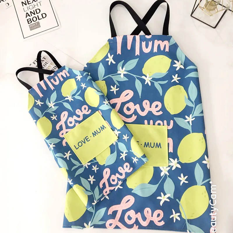 

1Pcs Kitchen cotton Aprons for Parents and children Sleeveless work Household Cleaning Pinafore waterproof and oil-proof apron