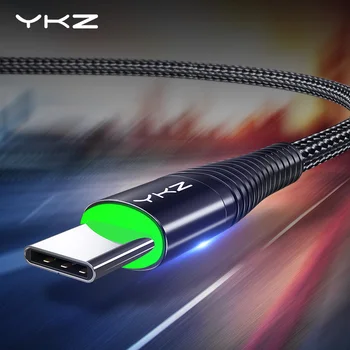 

YKZ 3A LED USB Type C Cable Fast Charging Data Cable Phone Charger Cord Type-C for Samsung Galaxy Plus Xiaomi Huawei USB C Line