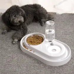Для Кормления Собаки водная техника автоматическое многоразовое кольцо для воды Двойная чаша собака кошка Тедди Английский короткий