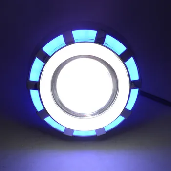 

Motorcycle Projector Headlight Double Angel Devil Eye Led Driving Light With Blue and White 30W 1200Lm 200000H(Blue and White)