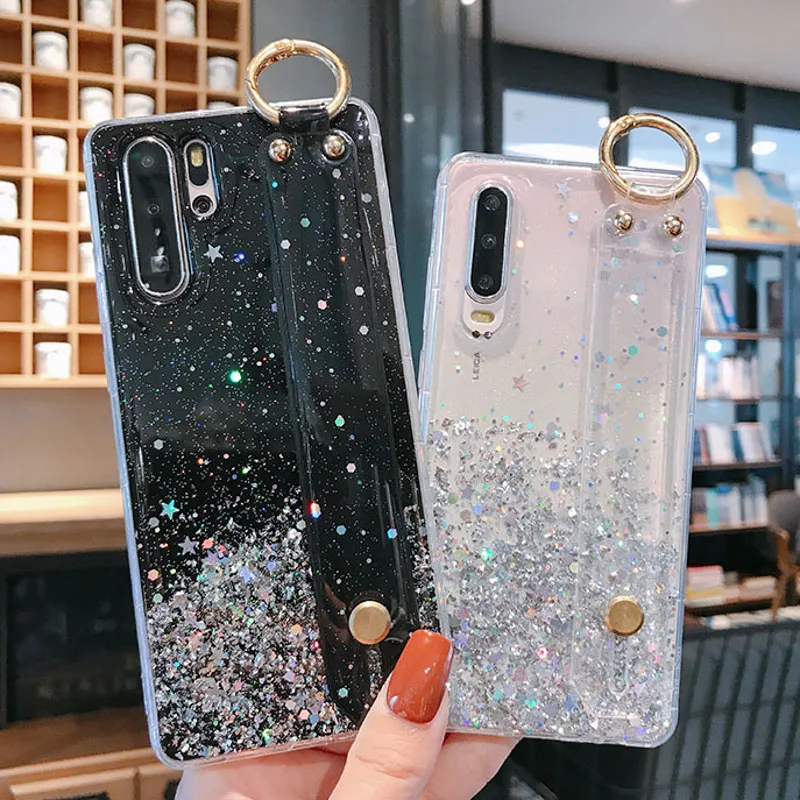 Блестящий чехол на запястье для Huawei P40 Lite P30 Pro чехлы бампер Nova 5T 3 3i 2i Mate 30 20 10 P10