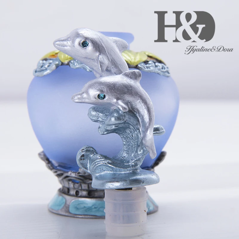 H& D 40 мл винтажный стеклянный многоразовый флакон духов с металлической пробкой дельфина пустой Ретро контейнер для эфирного масла домашний Декор подарок
