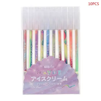 

10pcs Korean Rainbow Gel Pens Writing Painting Marker Pen DIY Album Photo Decor H55F