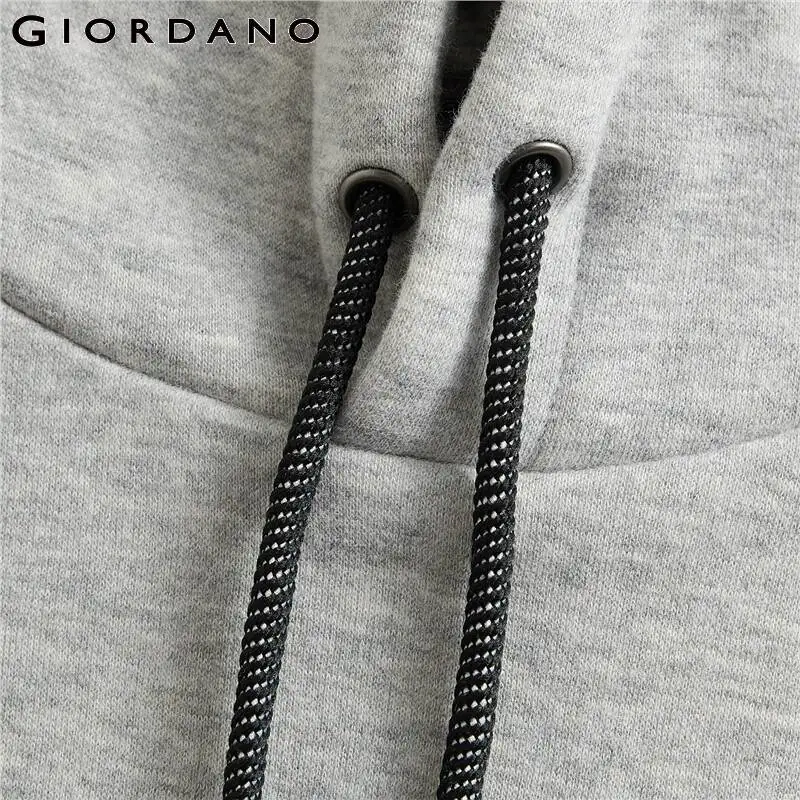 Giordano/Мужская толстовка из контрастного флиса, толстовки с подкладкой, с длинным рукавом, из хлопка, с карманами Kanga Sudadera Hombre 01029778
