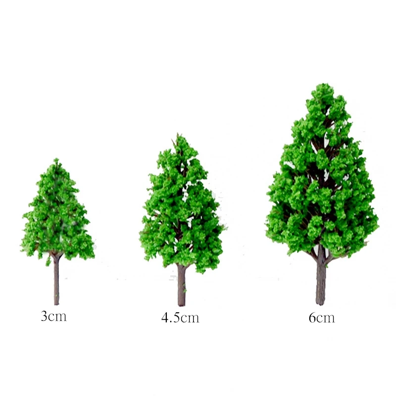 10Pcs Poplar Plastic Trees Model Light Green Leaves Railroad Railway Scene Scenery Landscape for Architecture Park Street Layout wooden ship model kits