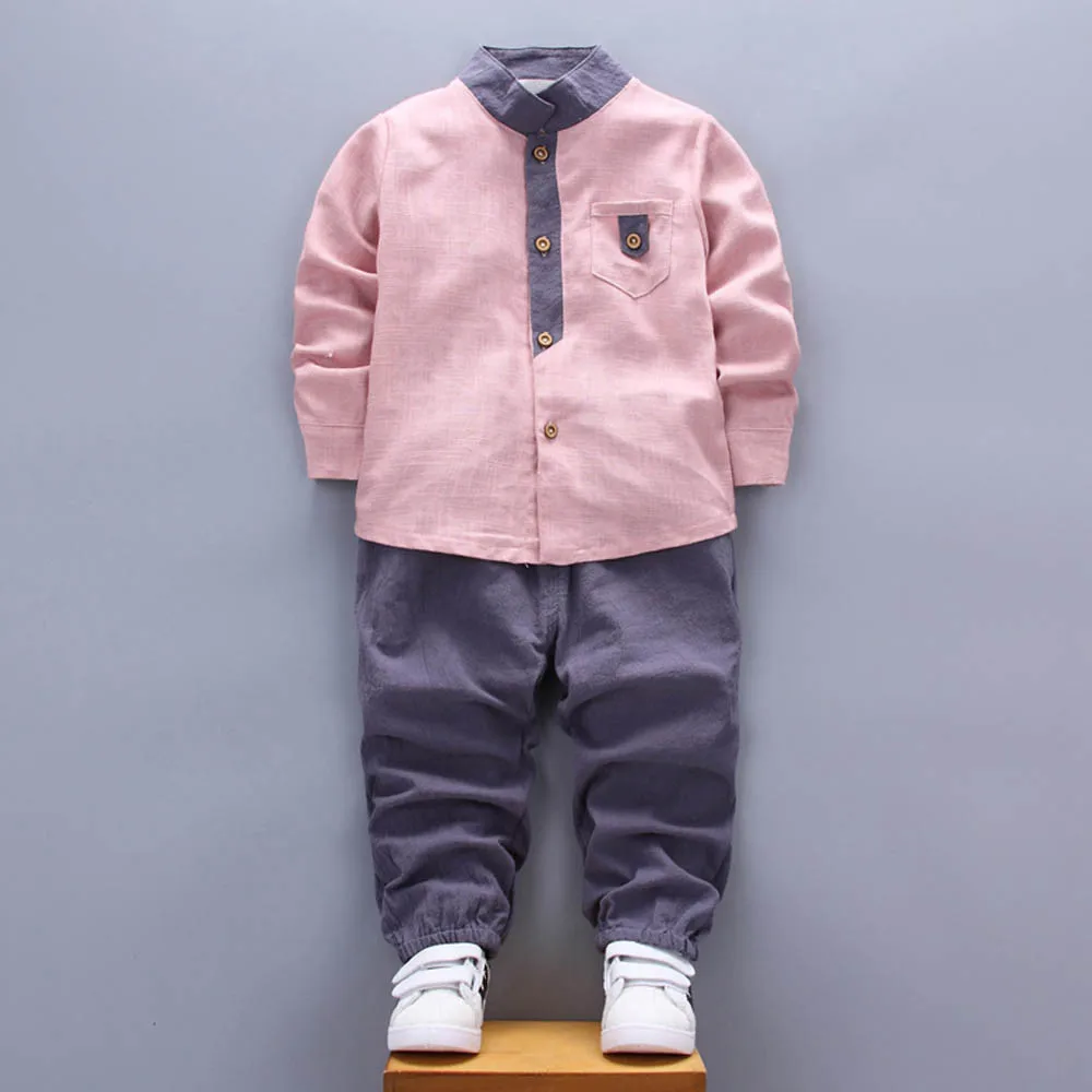 2pcs Toddler Baby Boys Kids Shirt Tops+Long Pants Clothes Gentleman Outfits Set roupa infantil vetement enfant fille W1114