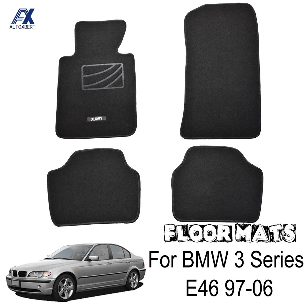 4 шт. автомобильные коврики для BMW 3 серии E46 1998 2006 нейлоновые черные Ковровые