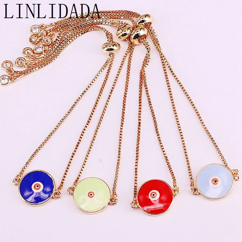 12 шт красочная круглая эмалированная подвеска браслет золото/серебро цвета цепи браслет подарок для девочки