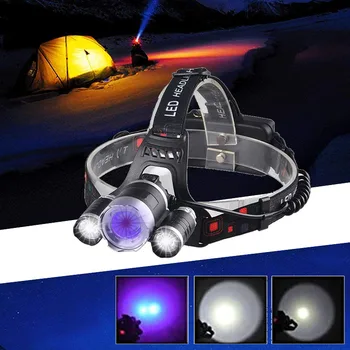 

TOPCOM 4-Mode Zoom USB Rechargeable UV Headlight Powerful 10W LED Headlamp White 395nm UV Light Head Torch For Camping Hunting