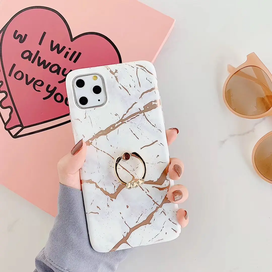 Мрамор через плечо чехол для iphone 11 Pro max чехол XS MAX чехол X XR, 6 S, 7, 8plus, note10 pro note8 note9 s8 s9 s10 плюс A40 A50 A70 - Цвет: ring case no strap4