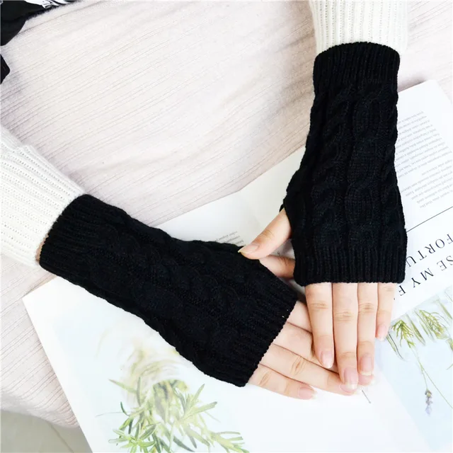 2021 Winter Women Arm Warmers Knitted Long Gloves митенки Twist Pattern Warmer Fingerless Gloves For Men перчатки без пальцев 2