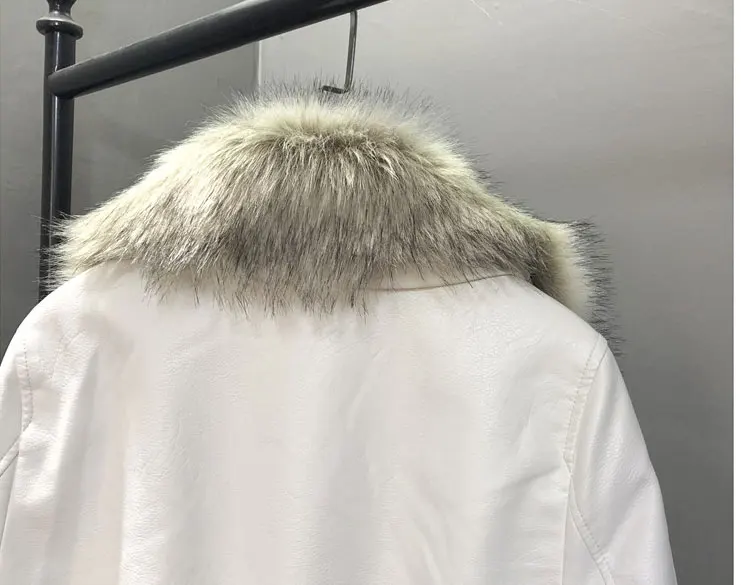 Chaquetas Mujer, теплая куртка для женщин, пальто из искусственной кожи, воротник из лисьего меха, хлопковая кожаная куртка, Женское пальто, куртка-бомбер, женские укороченные топы