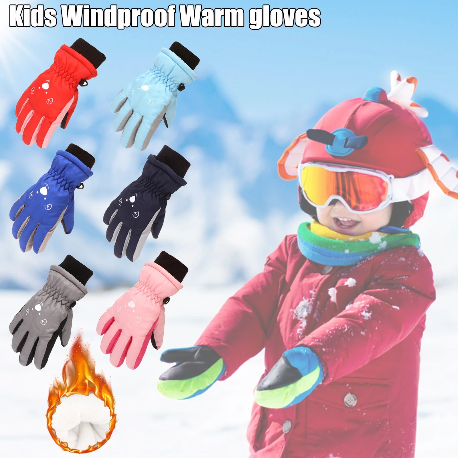 Guantes de nieve para niños y niñas, de para esquiar al aire libre, a prueba de viento, para mantener el calor, patinaje sobre Snowboard|Guantes y mitones| - AliExpress