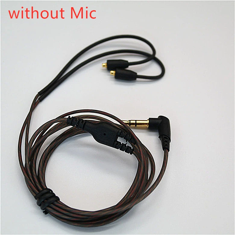 Without MIC Кабель MMCX Запчасти для наушников провод для Shure SE215/315/425/535/846/UE900DIYwith пшеничная гарнитура Обновленная линия XBA-A3 A2 H3H2 - Цвет: Without MIC
