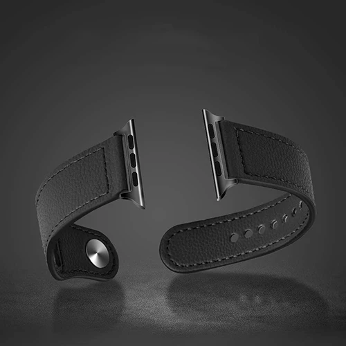 Ремешок из натуральной кожи для Apple Watch 38 мм 42 мм двухцветный браслет для iwatch серии 1 2 3 4 5 44 мм 40 мм аксессуары петля - Цвет ремешка: black