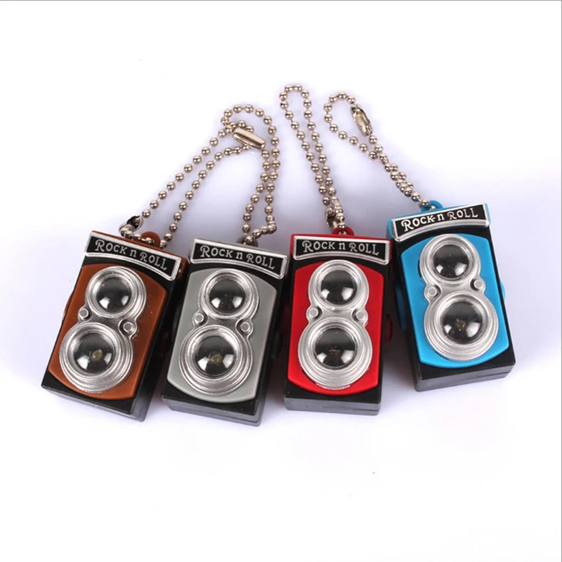

100pcs/Lot Classic Camera Led Keychain With Sound LED Flashlight Retro Key Chain Fashion Key Ring Gift Keychain