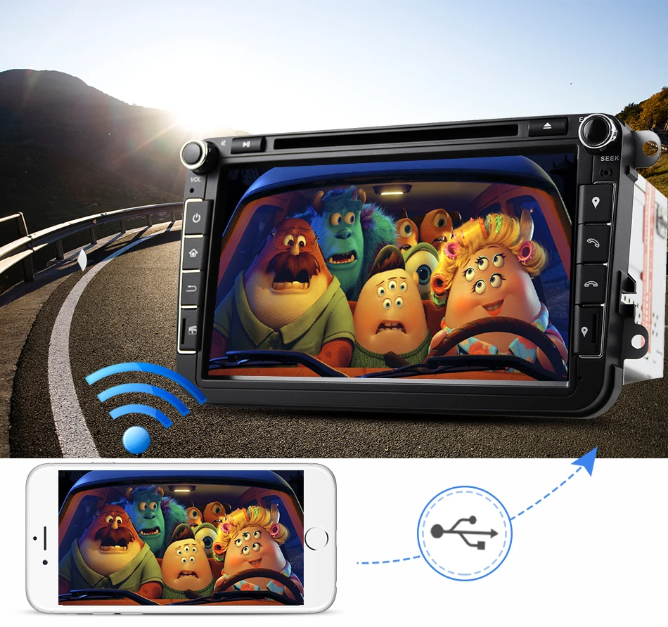 Cheap Eunavi 2 din Octa core 4G 64G Android 9 Car DVD GPS for VW Passat CC Polo GOLF 5 6 Touran EOS T5 Sharan Jetta Tiguan Radio dsp 24