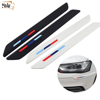 

YOLU Car Rubber Front+Rear Bumper Scratch Protector Strip Corner Guard Sticker Black/White Edge Protection Styling Mouldings