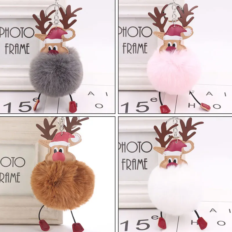 

Elk Key Ring Xmas Key chain Pendant Home Display Window Reindeer Plush Hanging Bag Decoration Christmas Decor Party Supplies