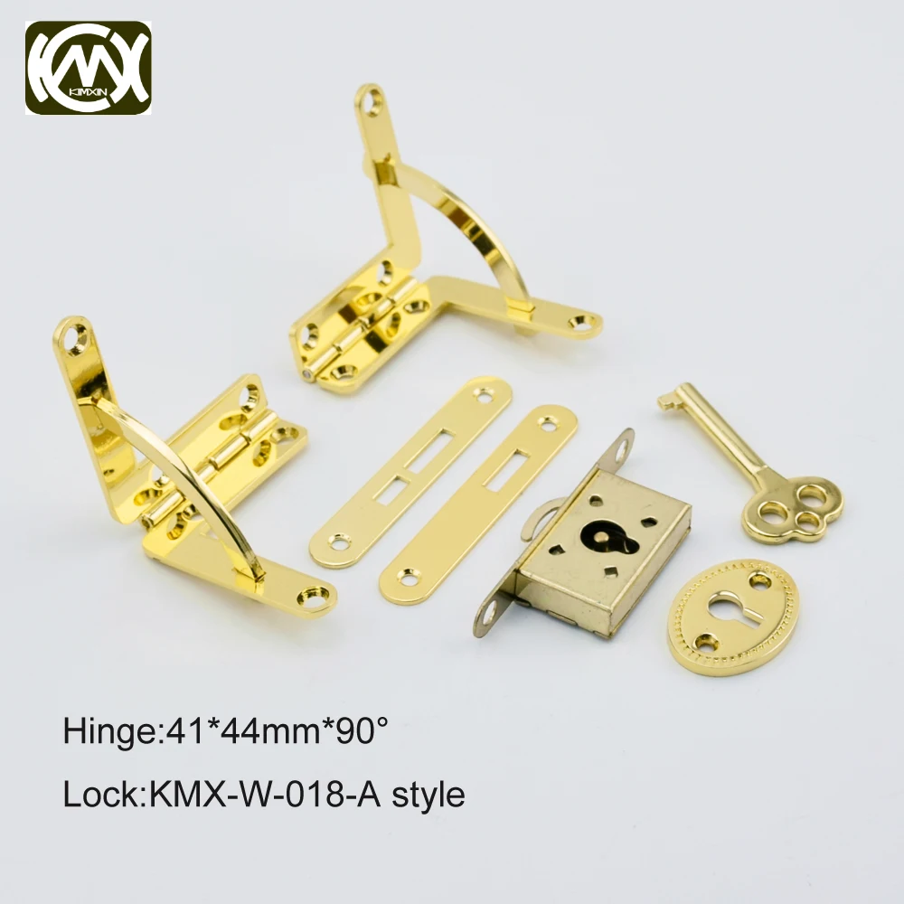 1 Set gold(2 hinge+1 lock) KIMXIN sales Wooden box hardware accessories