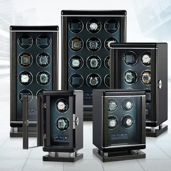 

Luxury Solid Wood Black Smart Watch Winder Automatic Self Wind Mechanical Watch storage display cabinet