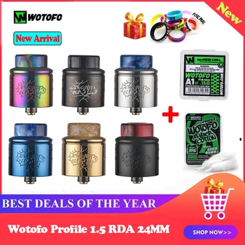 

New Wotofo Profile 1.5 RDA Tank Atomizer 24mm with 10pcs nexMesh Coil 0.13/0.15/0.16Ohm Cotton for 510 Thread Squonker Mod Tank