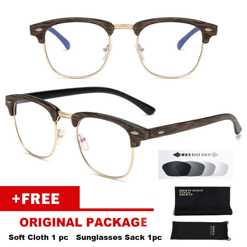 Фотохромный фильтр, компьютерные очки для блокировки, УФ, анти-синий светильник, очки для глаз, игровые очки для женщин и мужчин, UV400 - Цвет линз: Coffee Wood Black 08