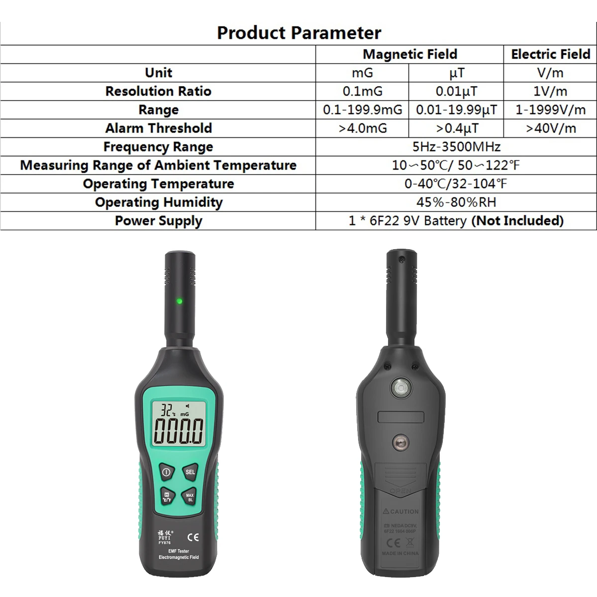 FUYI FY876 Handheld Electromagnetic Radiation Detector Monitor EMF Meter Household High Precision Wave Radiation Tester types of water meters